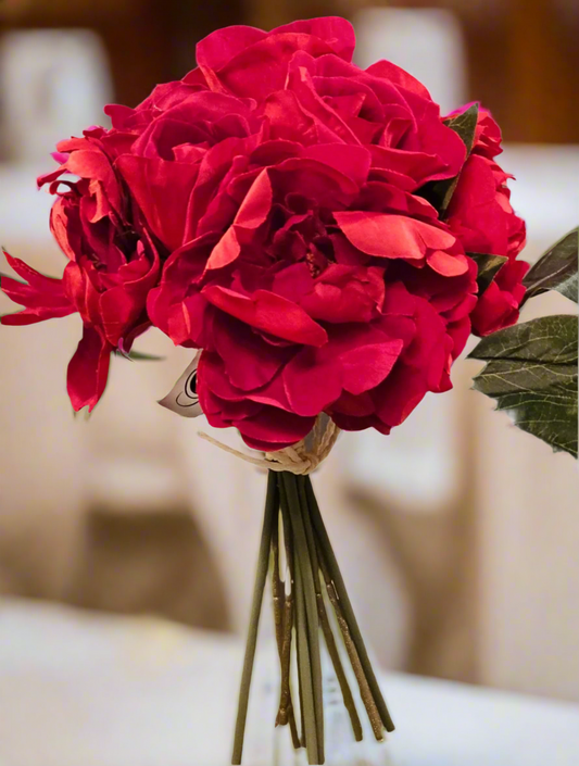 Red Velvet Rose and Peony Bouquet