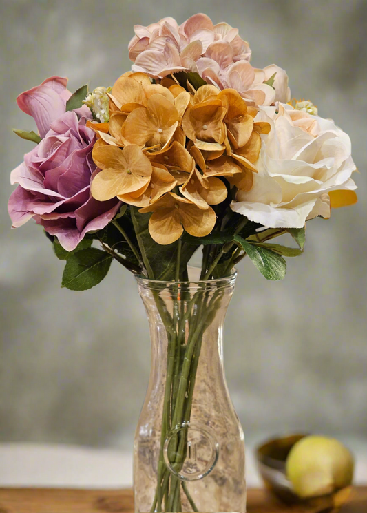 17IN Hydrangea Rose Bundle GOLD/BE/PURPLE