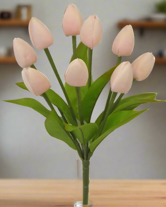 13IN Tulip Bush x9 - Light Pink