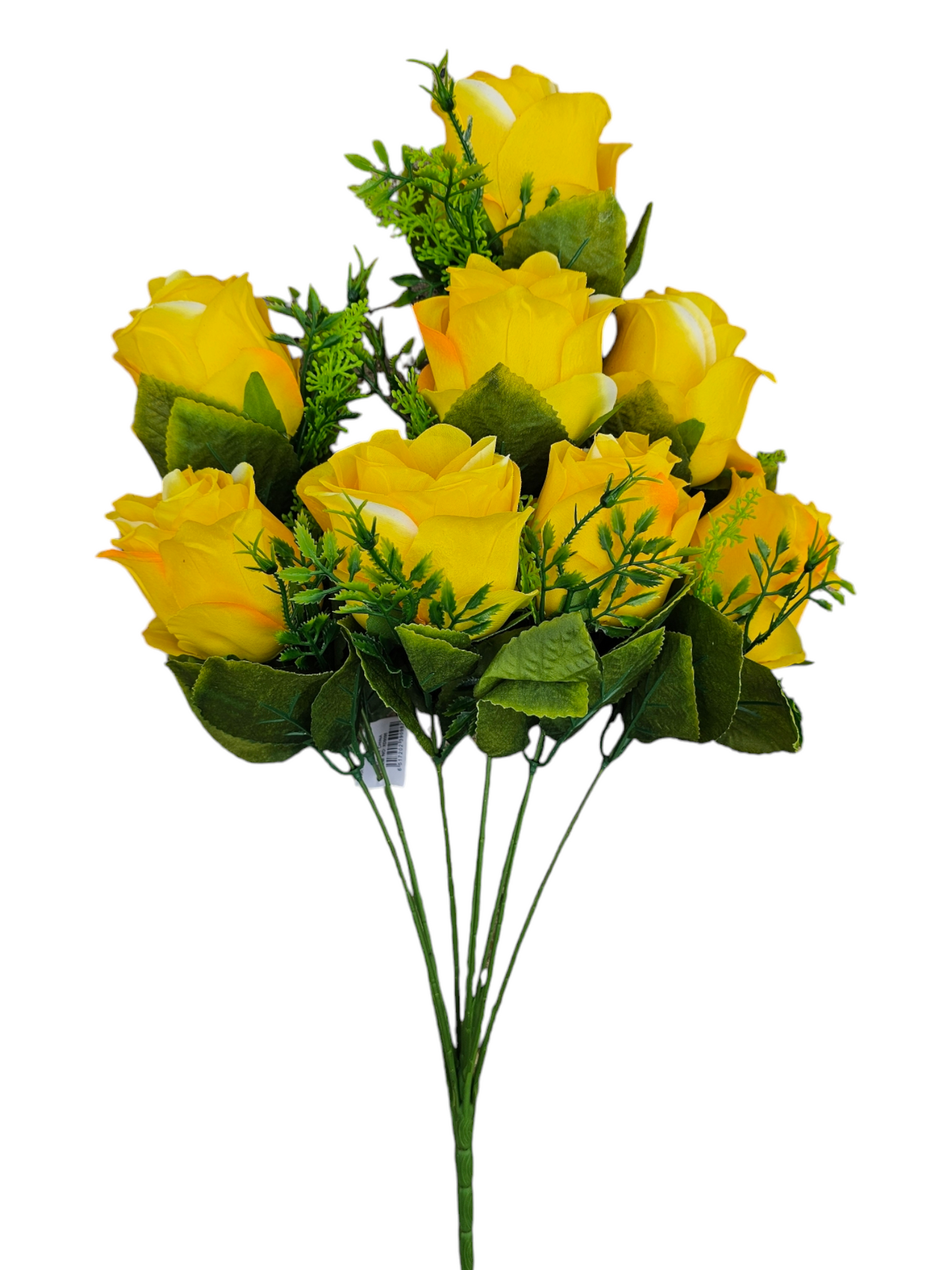 Rose Bud Bush  w/ Greenery x9 - Yellow