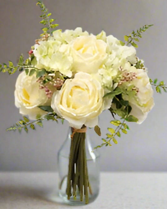 11" Peony Rose sweet pea bouquet