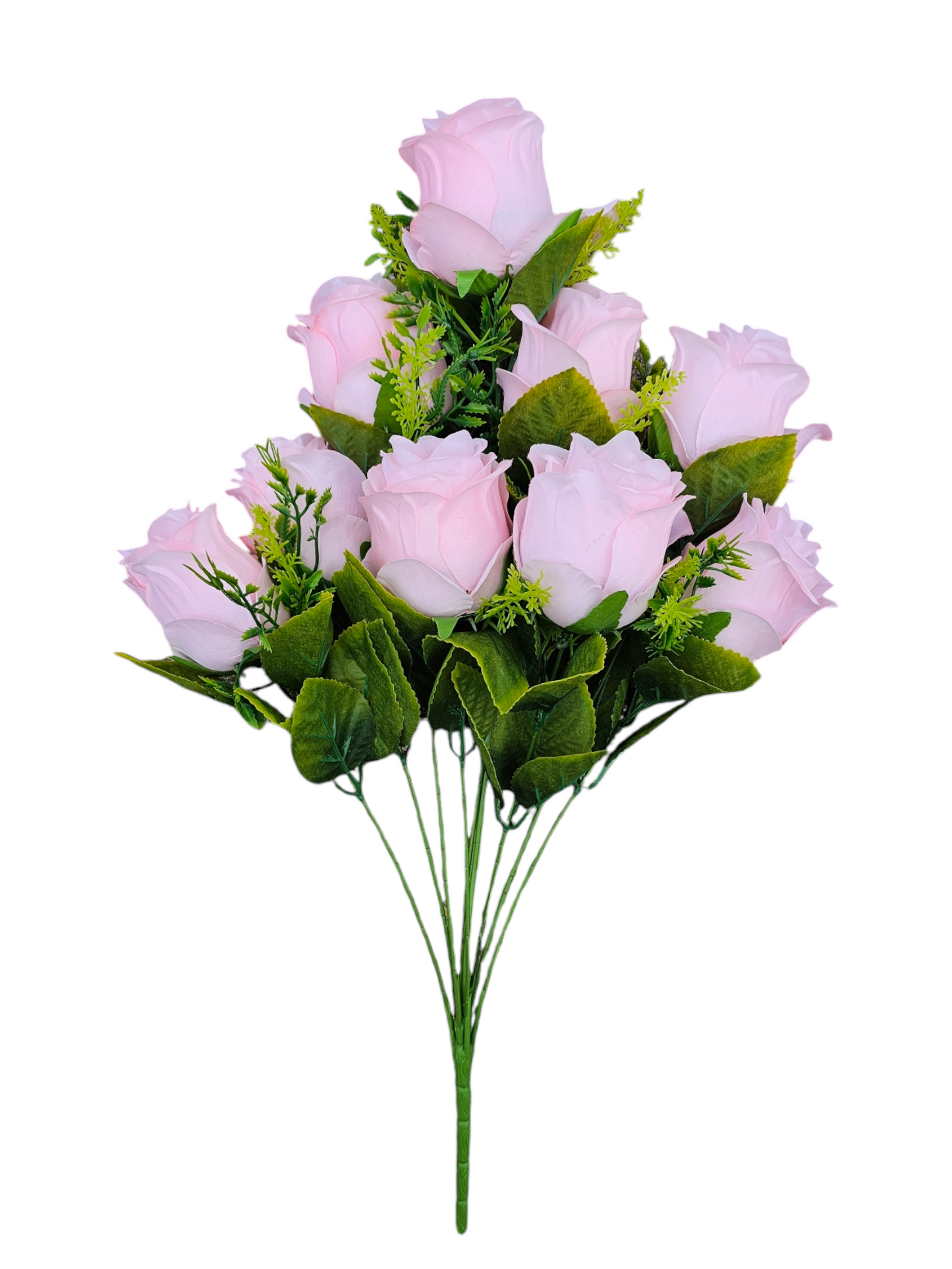 Rose Bud Bush  w/ Greenery x9 - Pink