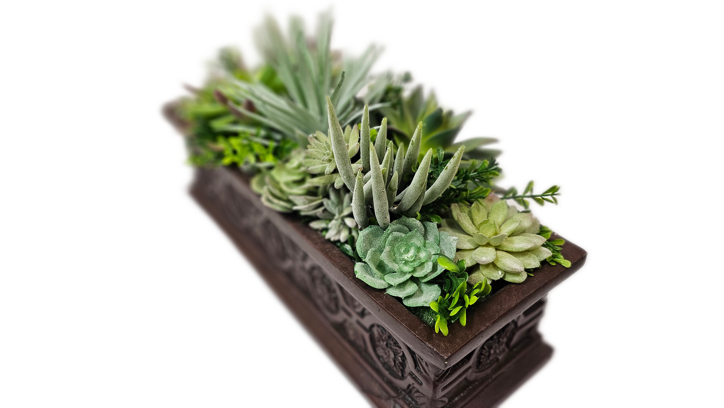 Succulent Arrangement 17.5"  rectangle vase