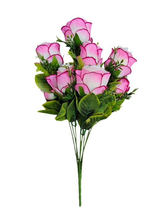 Rose Bud Bush  w/ Greenery x9 - CR/PK