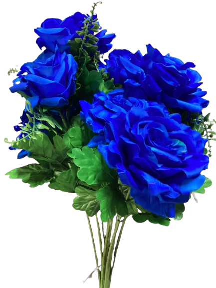 Satin Rose Bush x9 - Blue