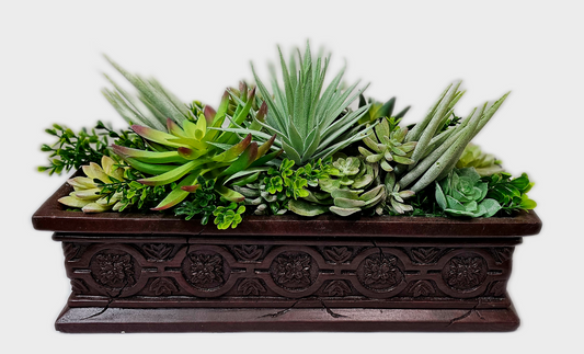 Succulent Arrangement 17.5"  rectangle vase