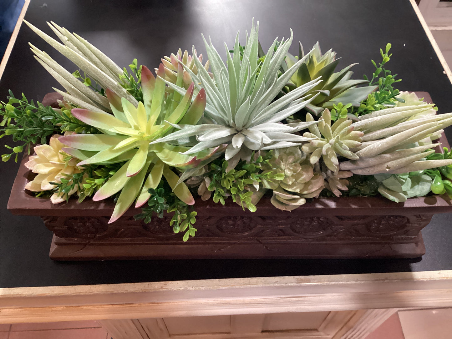 Succulent Arrangement 17.5"  rectangle vase