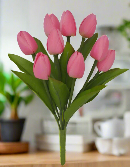 13IN Tulip Bush x9 - Pink