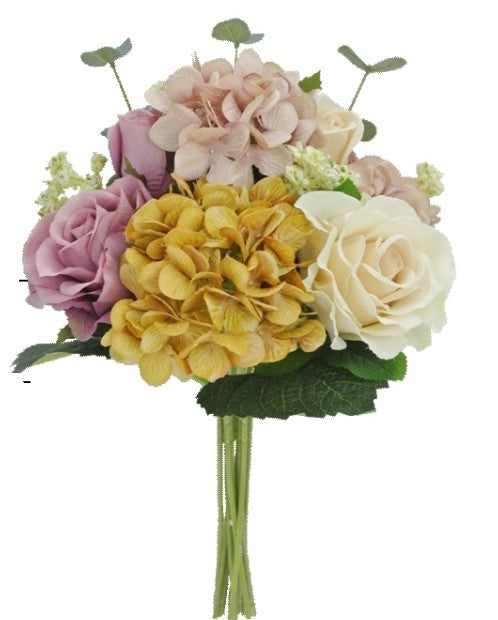 17IN Hydrangea Rose Bundle GOLDBEPU